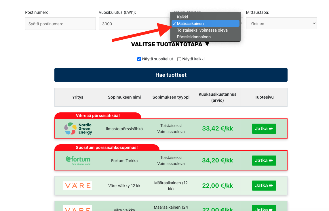 Halvin määräaikainen sähkösopimus | vertaile tästä