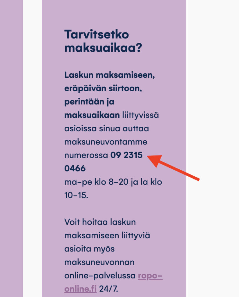 Oomi eräpäivän siirtäminen
